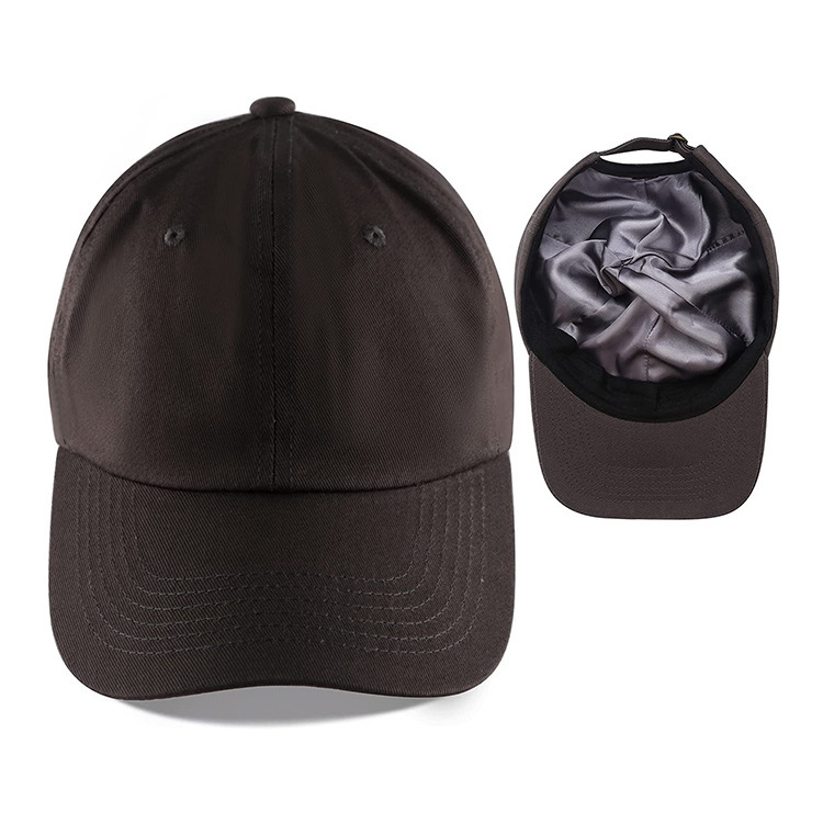 The Satin-Lined Cap in Espresso, with the satin-lined inside shown